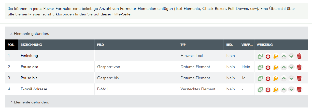 1. Erstellen Sie ein Formular für die Pause.