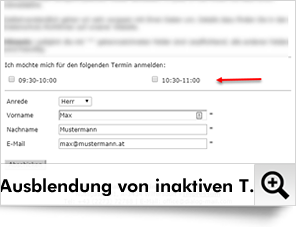 Sobald eine Option ausgebucht ist, wird sie automatisch ausgeblendet.