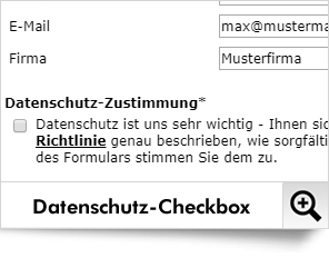 In Dialog-Mail können Sie mit nur einem Klick eine Datenschutz-Einwilligung in Ihre Formulare einbauen (inkl. Links auf Ihre Datenschutz-Erklärung und natürlich auch als Pflichteld).