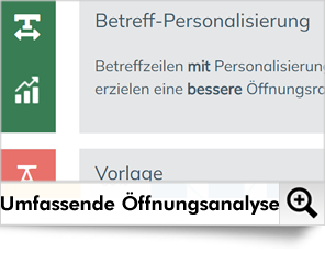 Die mächtige Öffnungs-Analyse untersucht Ihre Mailings und analysiert über ein Dutzend (!) unterschiedliche Öffnungsfaktoren. 