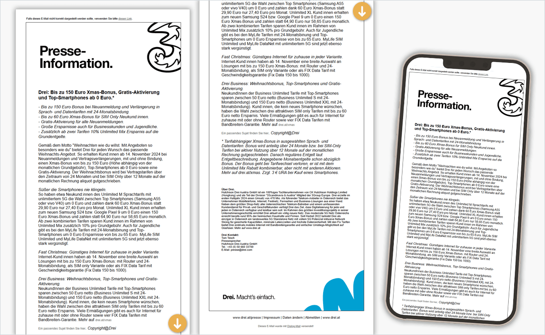 Drei Presseinfo